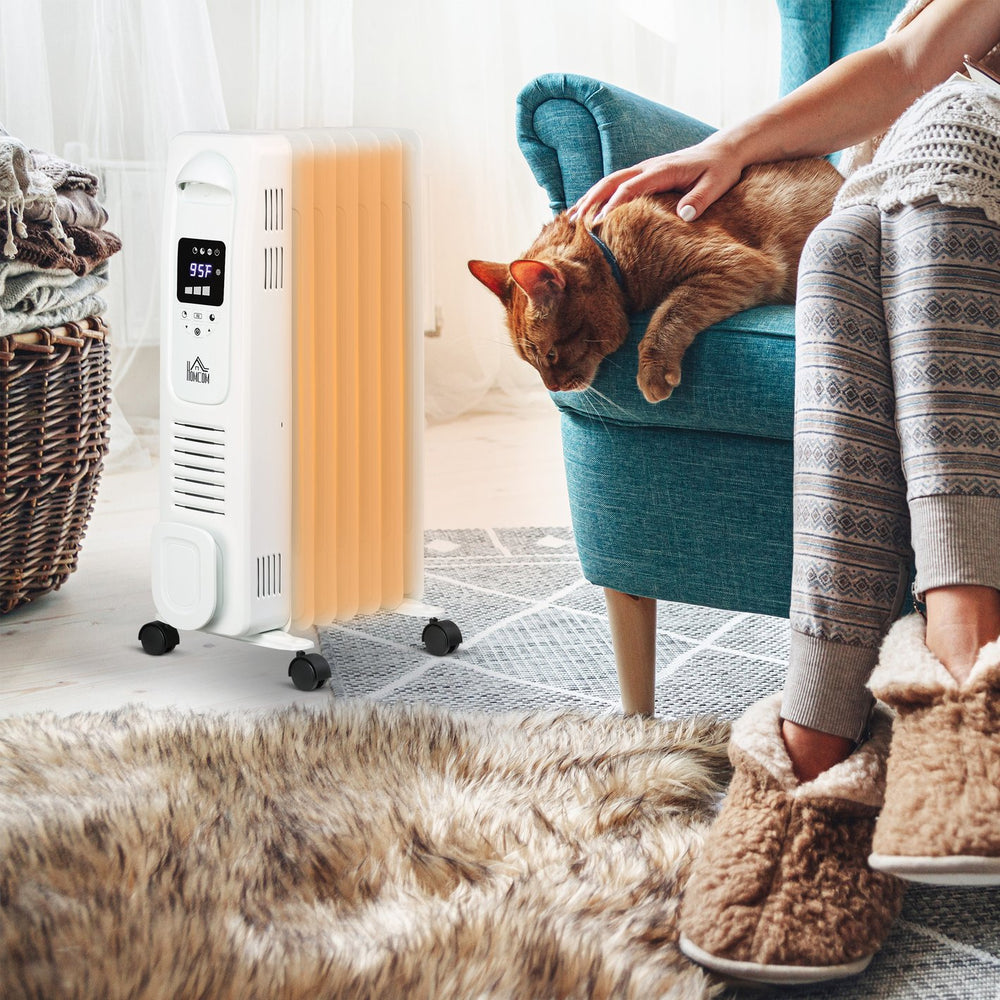 English Elm 25.25" Ceramic Space Heater 1500W — Oscillating Freestanding Heater with Remote, Timer, LED Display W2225P155078