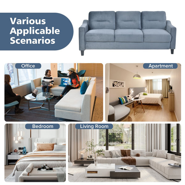 English Elm Couch Luxurious Blue-Grey Velvet Sectional Sofa - Modern Comfort For Living & Home Office Spaces W2121S00004