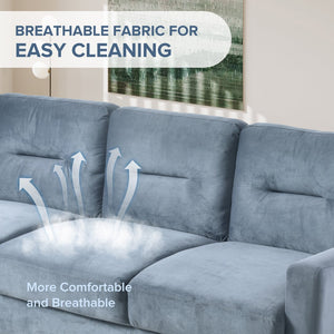 English Elm Couch Stylish Three-Seat Sectional Sofa In Blue-Grey Chenille For Small Spaces And Cozy Rooms W2121137324