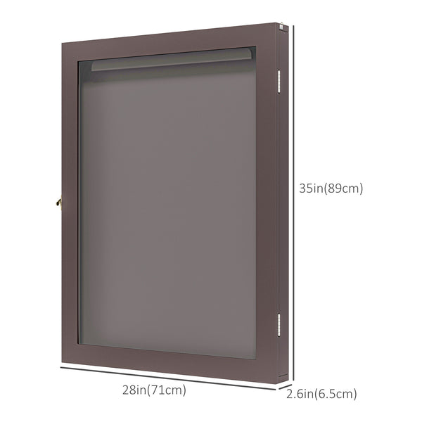 English Elm 28" Sports Jersey Display Case Frame with UV Acrylic, Lockable Latch, Brass Hooks & Hanger - Brown W2225P155203