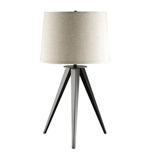 English Elm Grey Tripod Floor Lamp with Beige Fabric Shade, Mid-Century Retro Studio Style, 3-Way Dimmer, Metal Base B062P153732