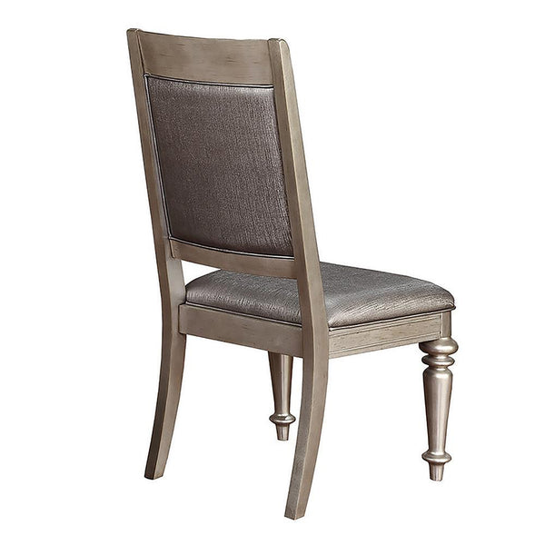 English Elm Metallic Hollywood Glam Tufted Dining Side Chairs Set of 2 — Metallic Platinum Finish, Beveled Luxurious Design B062P153715