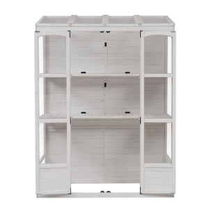 English Elm TOPMAX 78-inch Wooden Greenhouse Walk-In with 4 Skylights, 2 Folding Shelves & Anti-Fall Stability White SP100017AAK
