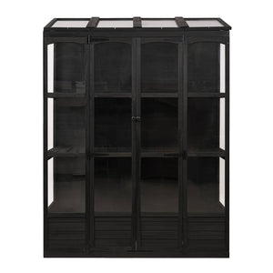 English Elm TOPMAX 78-inch Wooden Greenhouse Walk-In with 4 Skylights, 2 Folding Shelves & Anti-Fall Stability Black SP100017AAB