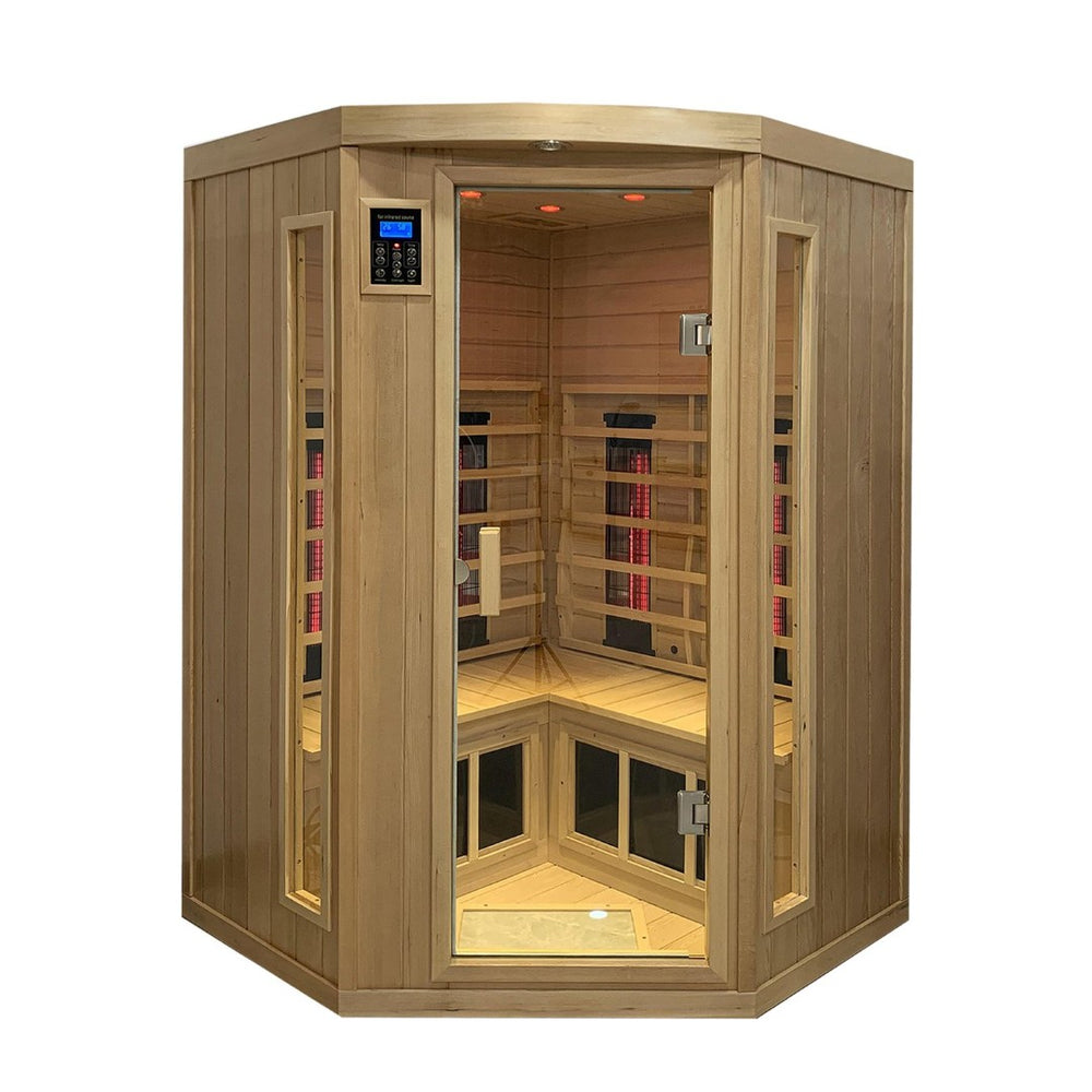 English Elm Two-person Hemlock Wood Far-infrared Home Sauna with Chromotherapy and Bluetooth Audio W1787S00007