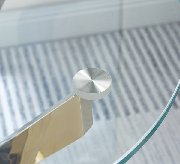 English Elm Modern Round Tempered Glass Coffee Table With Stylish Chrome Legs For Chic Living Spaces & Entertaining W1311119907