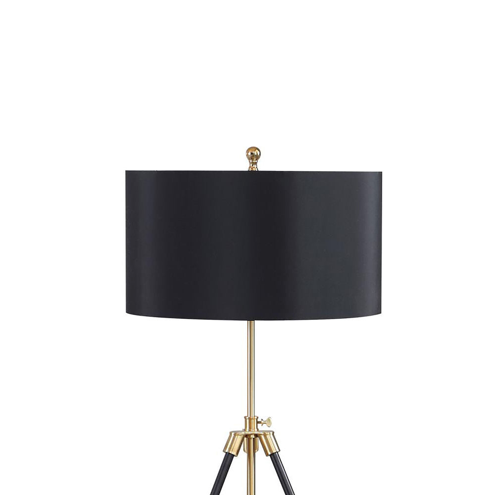 English Elm Black Tripod Drum Shade Floor Lamp with Gold Finish, Adjustable 47–63" Height, 3-Way Rotary Switch, E26-Compatible Bulb B062P153722