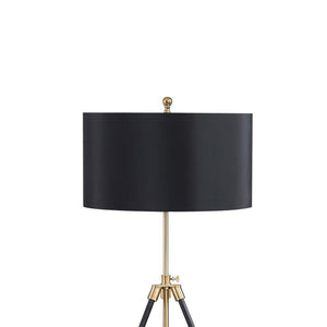 English Elm Black Tripod Drum Shade Floor Lamp with Gold Finish, Adjustable 47–63" Height, 3-Way Rotary Switch, E26-Compatible Bulb B062P153722
