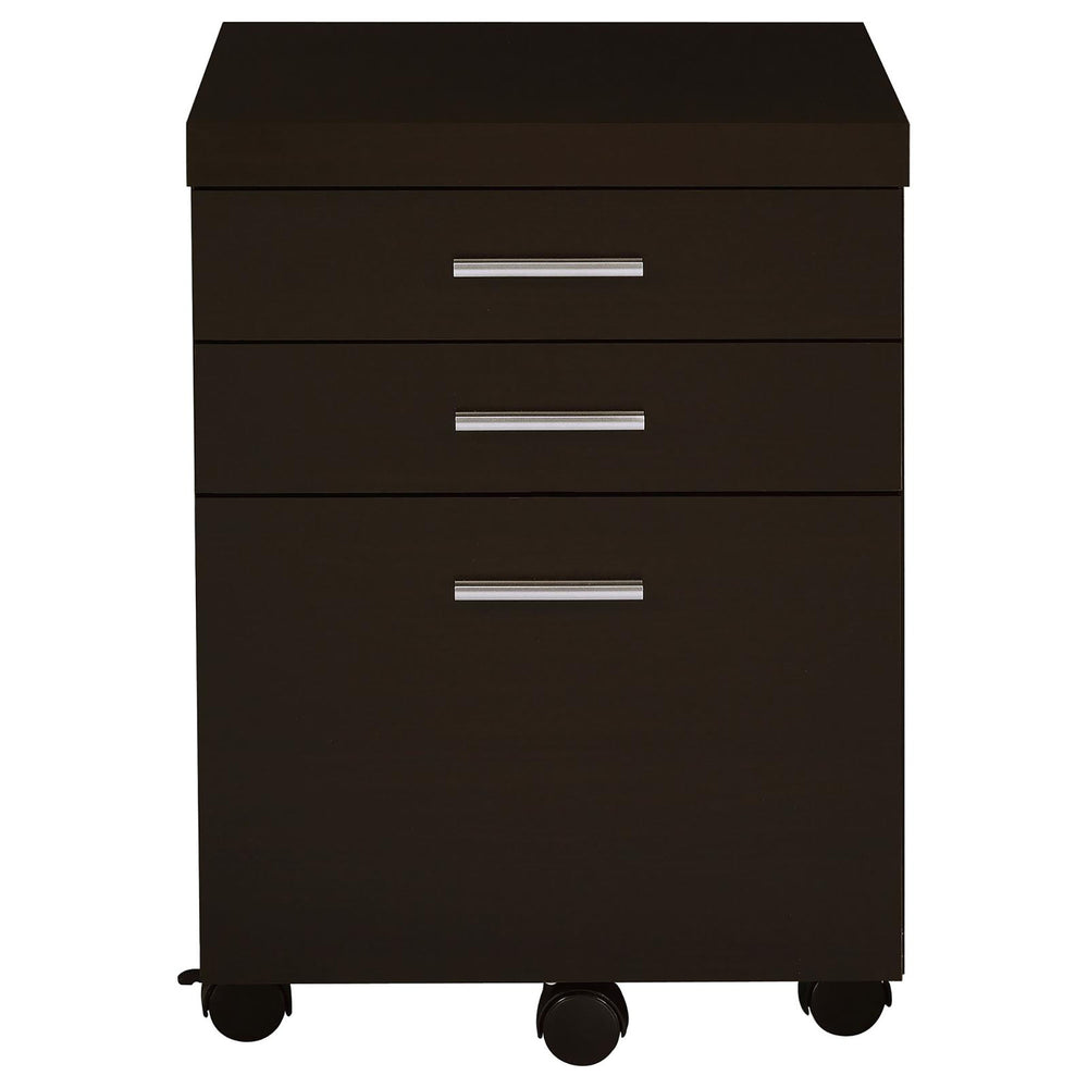 English Elm Cappuccino Mobile 3-Drawer File Cabinet with Two Top Drawers & Bottom File Storage, Contemporary Finish B062P153729