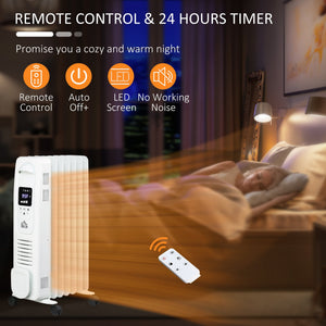 English Elm 25.25" Ceramic Space Heater 1500W — Oscillating Freestanding Heater with Remote, Timer, LED Display W2225P155078