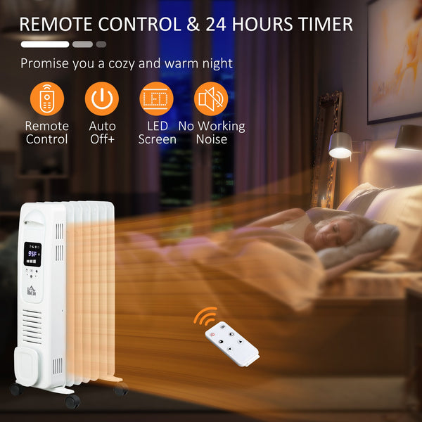 English Elm 25.25" Ceramic Space Heater 1500W — Oscillating Freestanding Heater with Remote, Timer, LED Display W2225P155078