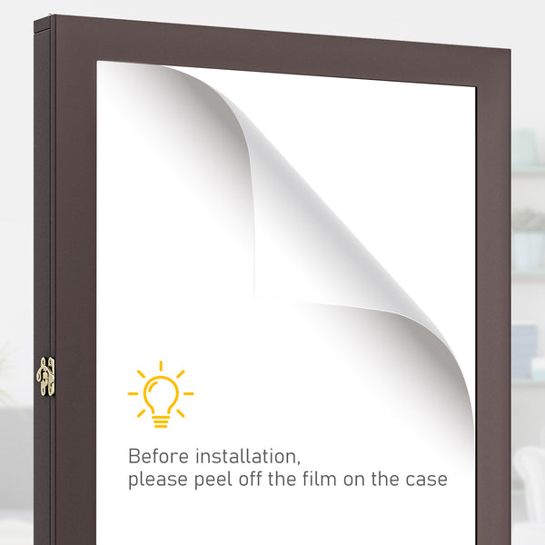 English Elm 28" Sports Jersey Display Case Frame with UV Acrylic, Lockable Latch, Brass Hooks & Hanger - Brown W2225P155203