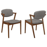 Modern Dark Walnut and Grey Dining Chairs (Set of 2) - Luxury Upholstery & Stylish Design