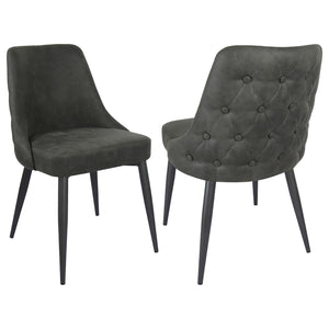 English Elm Light Grey Midcentury Curved Back Side Chairs Set of 2 – Microfiber Upholstered, Gunmetal Legs, Elegant Dining Style B062P153713