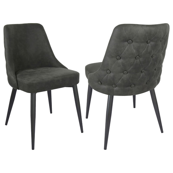 English Elm Light Grey Midcentury Curved Back Side Chairs Set of 2 – Microfiber Upholstered, Gunmetal Legs, Elegant Dining Style B062P153713