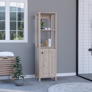 English Elm Linen Tall Bathroom Storage Cabinet 62" High with Five Open Shelves and Adjustable Interior Shelving Gray 33.85 L x 22.83 W x 7.09 H B097133249