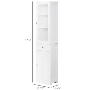 English Elm Kleankin Slim Bathroom Storage Cabinet - Modern Linen Tower With Acrylic Door & Space-Saving Design W2225P155079