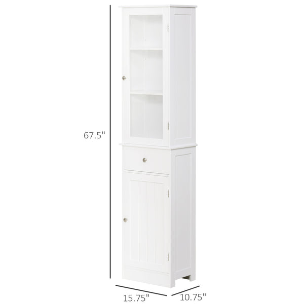 English Elm Kleankin Slim Bathroom Storage Cabinet - Modern Linen Tower With Acrylic Door & Space-Saving Design W2225P155079