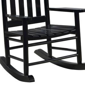English Elm Black Slat Back Youth Rocking Chair Solid Acacia Wood, Smooth Rocking Comfort for Little Ones, 29.5" high B062P153748