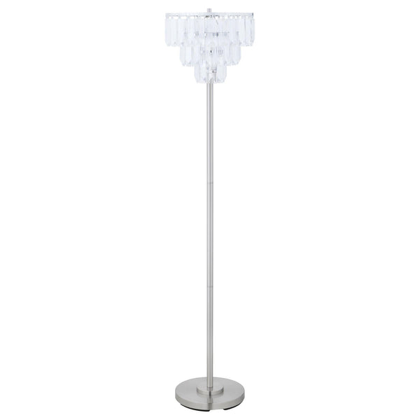 English Elm Chrome Modern Crystal Floor Lamp with LED Light, 60.5" Sleek Chrome Frame, Elegant Dazzling ShadeEnhance ambient glow and luxe décor with this sparkling statement piece for living rooms and bedrooms. B062P153728
