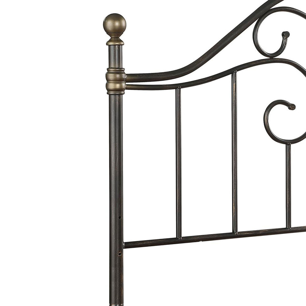 English Elm Black Black and Bronze Full/Queen Metal Headboard with Center Butterfly Detail, Chic Relaxed Bedroom Charm B062P153734