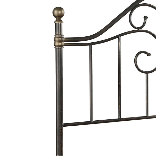 English Elm Black Black and Bronze Full/Queen Metal Headboard with Center Butterfly Detail, Chic Relaxed Bedroom Charm B062P153734