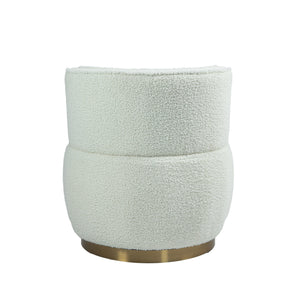 English Elm 360 Cozy Swivel Barrel Chair in Teddy Fabric, 360° Rotating Accent Armchair with Foam Seat, 300lb Capacity W395P232985