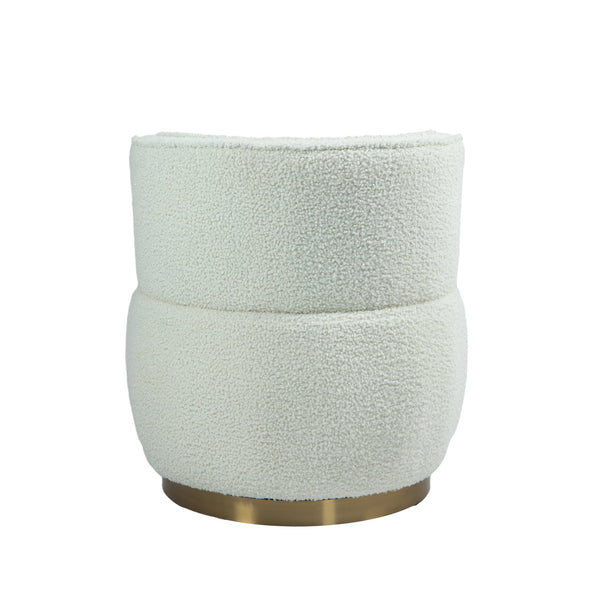 English Elm 360 Cozy Swivel Barrel Chair in Teddy Fabric, 360° Rotating Accent Armchair with Foam Seat, 300lb Capacity W395P232985