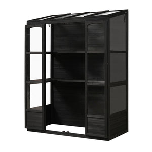 English Elm TOPMAX 78-inch Wooden Greenhouse Walk-In with 4 Skylights, 2 Folding Shelves & Anti-Fall Stability Black SP100017AAB