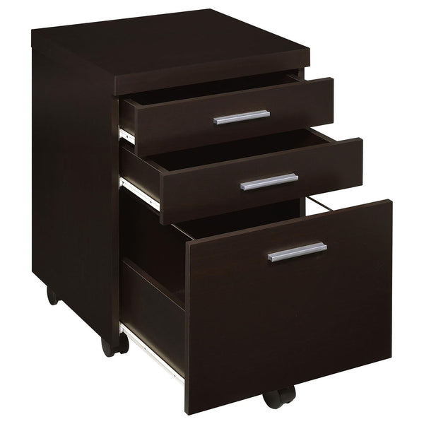 English Elm Cappuccino Mobile 3-Drawer File Cabinet with Two Top Drawers & Bottom File Storage, Contemporary Finish B062P153729