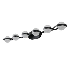 English Elm (Same As W1340P143680/Ll2001-B-6) 43" Black Minimalist Led Vanity Light With Crystal Shades For Modern Bathrooms W1340P206794