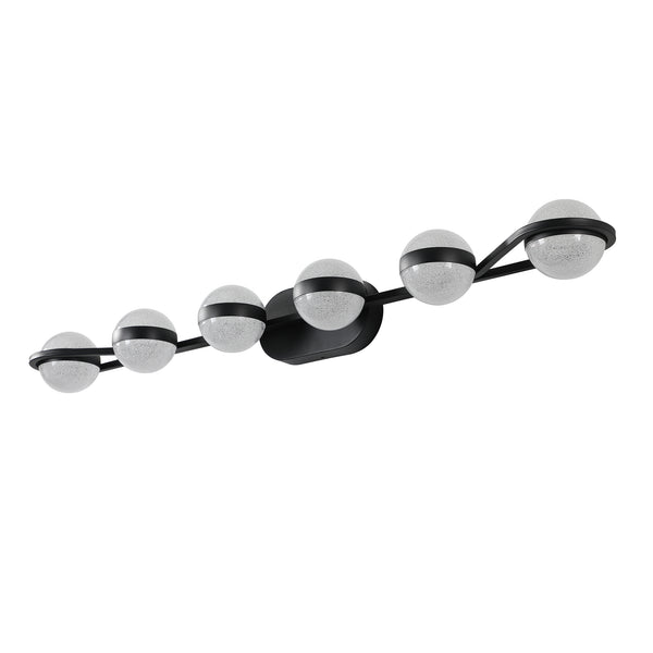 English Elm (Same As W1340P143680/Ll2001-B-6) 43" Black Minimalist Led Vanity Light With Crystal Shades For Modern Bathrooms W1340P206794
