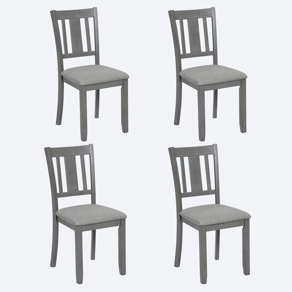 English Elm Dining Chairs Set Of 4 - Stylish Upholstered Wooden Kitchen Chairs With Padded Seats In Gray W1998126421