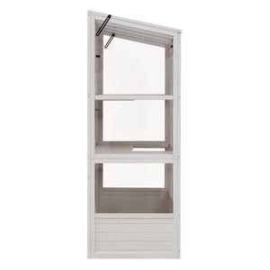 English Elm TOPMAX 78-inch Wooden Greenhouse Walk-In with 4 Skylights, 2 Folding Shelves & Anti-Fall Stability White SP100017AAK