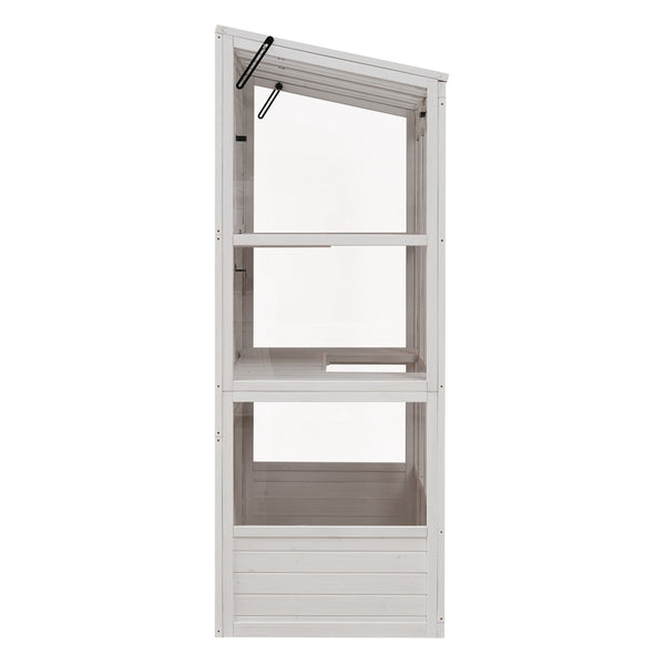 English Elm TOPMAX 78-inch Wooden Greenhouse Walk-In with 4 Skylights, 2 Folding Shelves & Anti-Fall Stability White SP100017AAK