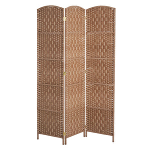 English Elm 6' Tall Wicker Weave 3 Panel Room Divider - Elegant Privacy Screen With Arched Top & Adjustable Hinges W2225P155081