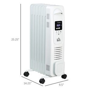 English Elm 25.25" Ceramic Space Heater 1500W — Oscillating Freestanding Heater with Remote, Timer, LED Display W2225P155078