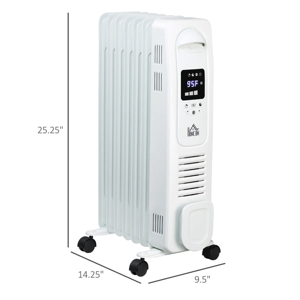 English Elm 25.25" Ceramic Space Heater 1500W — Oscillating Freestanding Heater with Remote, Timer, LED Display W2225P155078