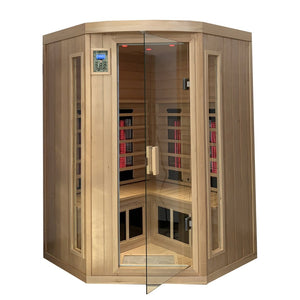 English Elm Hemlock Pentagonal Far-infrared Home Sauna with Carbon Crystal Heating Glass Panels W1787141908