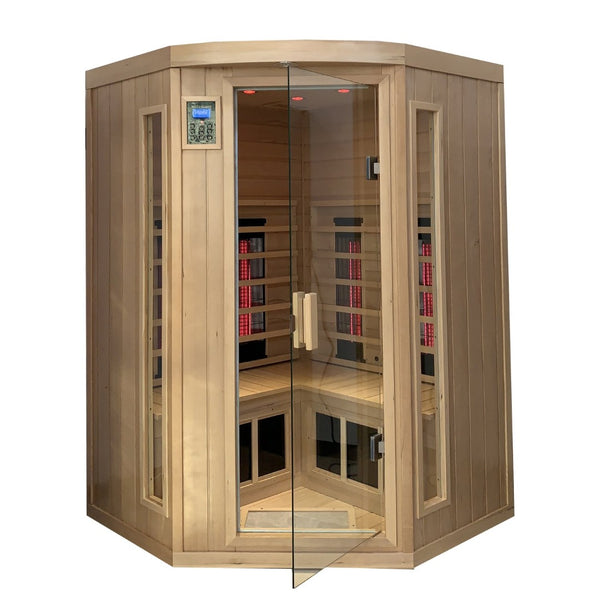 English Elm Hemlock Pentagonal Far-infrared Home Sauna with Carbon Crystal Heating Glass Panels W1787141908