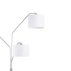 English Elm White Modern Trio Drum Shade Floor Lamp with Marble Base, Dimmer, Stain Nickel Accent — Sleek Lighting Fixture for Living Room B062P153738