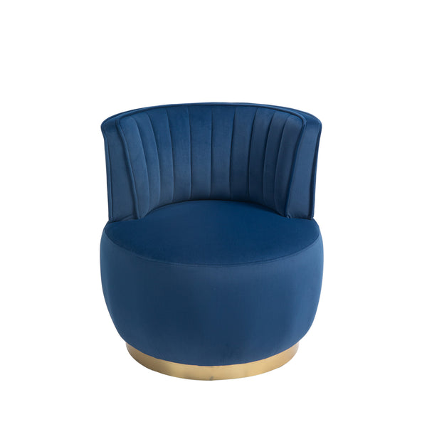 English Elm 360 Velvet Swivel Barrel Chair with Plush Foam Cushion, 360° Rotating Accent Seat for Living Room Navy W395P145392