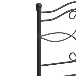 English Elm Matte Black Scrollwork Twin Headboard with Arched Rails and Sphere Finials for Bedroom B062P153733