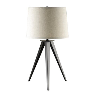 English Elm Grey Tripod Floor Lamp with Beige Fabric Shade, Mid-Century Retro Studio Style, 3-Way Dimmer, Metal Base B062P153732