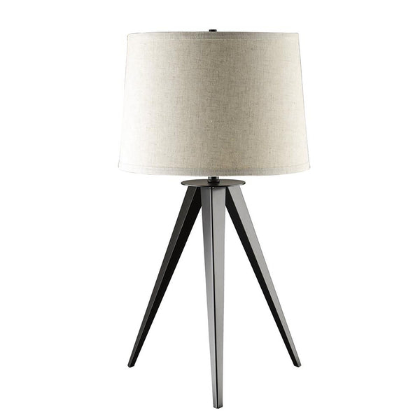 English Elm Grey Tripod Floor Lamp with Beige Fabric Shade, Mid-Century Retro Studio Style, 3-Way Dimmer, Metal Base B062P153732