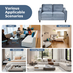English Elm Couch Stylish Loveseat Sectional Sofa In Soft Blue-Grey Chenille For Small Spaces & Cozy Living Rooms W2121137322