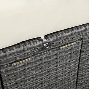 English Elm TOPMAX Outdoor Sun Bed Double Daybed with PE Rattan, 3-Position Recline, Thick Cushions & Trays Beige SP100015AAA