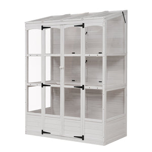 English Elm TOPMAX 78-inch Wooden Greenhouse Walk-In with 4 Skylights, 2 Folding Shelves & Anti-Fall Stability White SP100017AAK