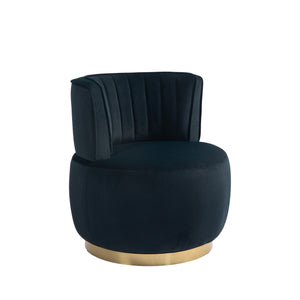 English Elm 360 Velvet Swivel Barrel Chair with Plush Foam Cushion, 360° Rotating Accent Seat for Living Room Black W395P145393