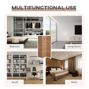 English Elm 6' Tall Wicker Weave 3 Panel Room Divider - Elegant Privacy Screen With Arched Top & Adjustable Hinges W2225P155081